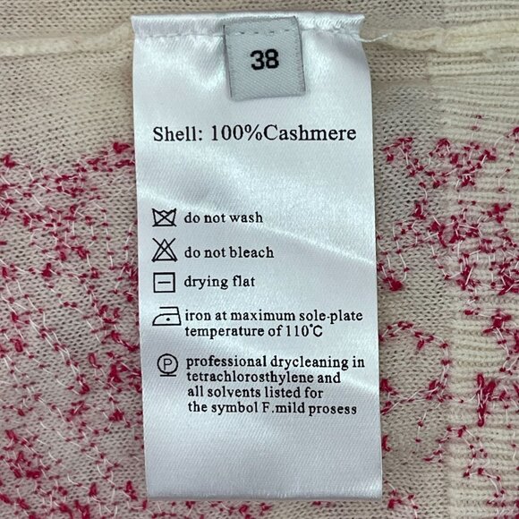 Women's Cream Red 100% Cashmere Crew Neck Sweater Size 38 - Picture 6 of 8